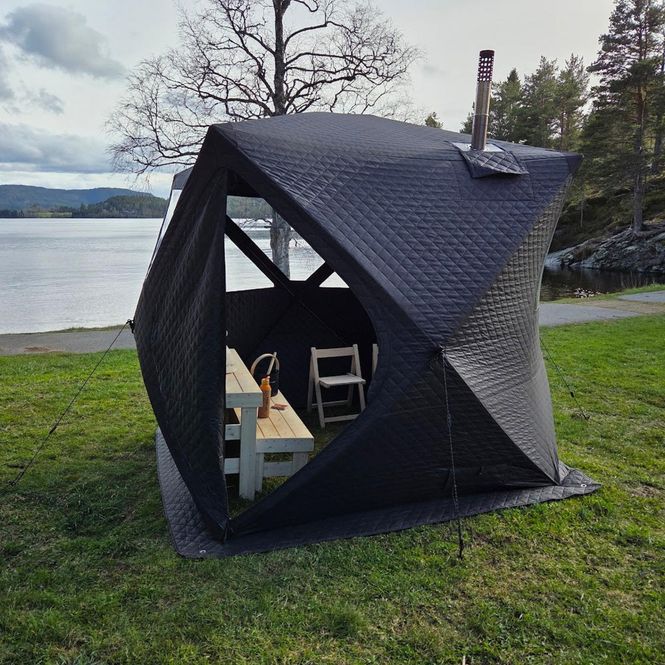 Hovedbilde Badstutelt Ellingsvik. Ink. Vedovn, badstustein ...